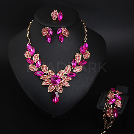Leaf Alloy Glass Jewelry Sets for Women FS-WG27195-05-1