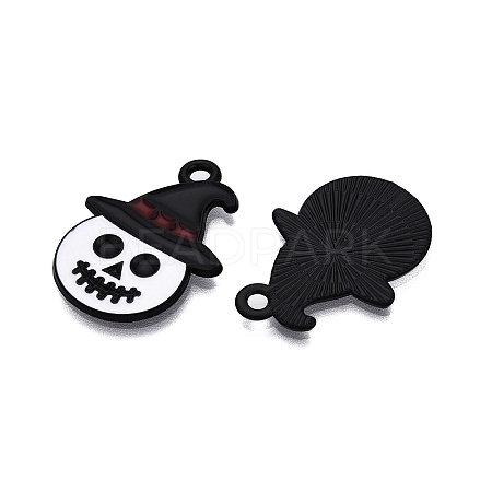 Halloween Theme Spray Painted Alloy Enamel Pendants ENAM-T020-09C-1