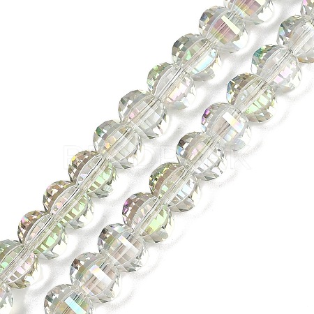 Electroplate Transparent Glass Beads Strands EGLA-B011-08A-HR04-1