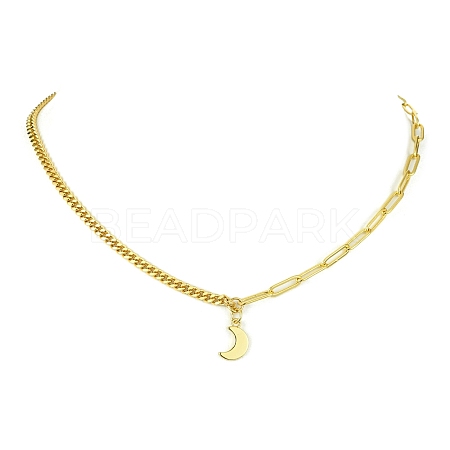 Brass Pendant Necklaces with Curb & Paperclip Chains NJEW-JN04608-02-1