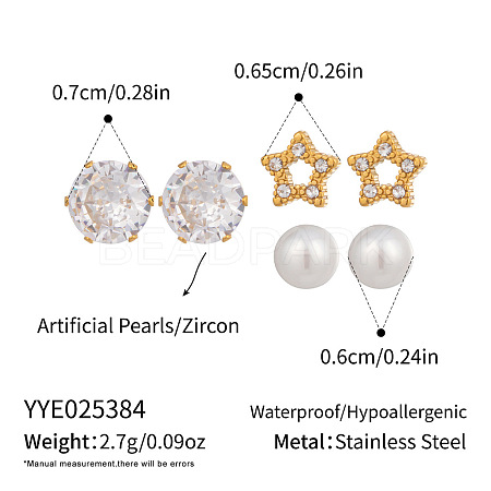 3 Pairs 304 Stainless Steel Earring Sets VB5348-8-1