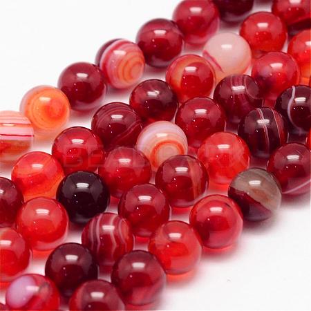 Natural Striped Agate/Banded Agate Bead Strands G-K155-B-8mm-01-1