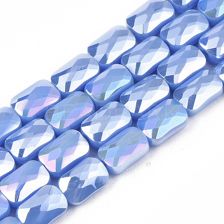Electroplate Opaque Solid Color Glass Beads Strands X-EGLA-N002-25-A05-1