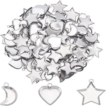 120Pcs 3 Styles 304 Stainless Steel Pendant Cabochon Settings STAS-UN0020-85P-1