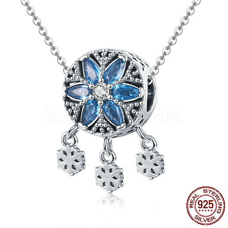 925 Sterling Silver Cubic Zirconia Pendant Necklaces NJEW-FF0005-50AS-1