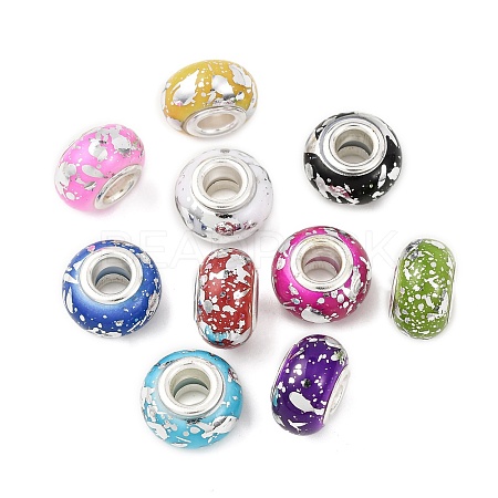 Opaque Resin Rondelle European Beads RESI-Z046-03-1