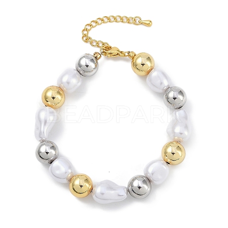 Rack Plating Brass Beaded Bracelets BJEW-P341-08B-G-1