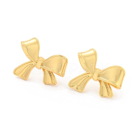 Bowknot Rack Plating Brass Stud Earrings EJEW-K263-34G-1