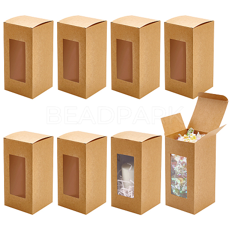 Kraft Paper Candy Boxes with PVC Clear Window CON-WH0097-07A-02B-1