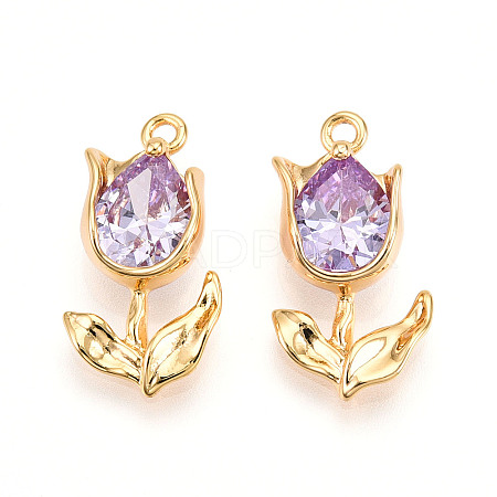 Brass Micro Pave Cubic Zirconia Pendants KK-N262-115A-G-1
