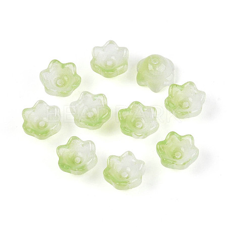 Transparent Two Tone Spray Painted Glass Bead Caps A-GLAA-Q089-002B-010-1