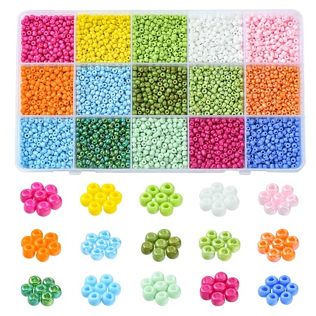 180G 15 Colors Baking Paint Glass Seed Beads SEED-FS0001-09-1