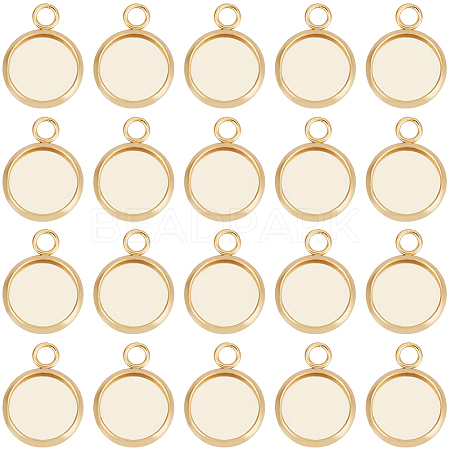 Beebeecraft 40Pcs 304 Stainless Steel Pendant Cabochon Settings STAS-BBC0006-24A-G-1