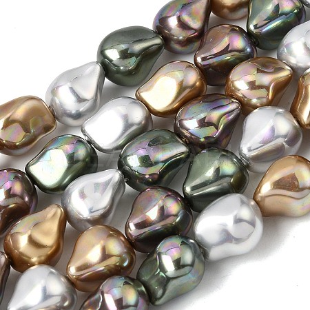 Electroplate Opaque Glass Imitation Pearl Beads Strands EGLA-C011-01-1