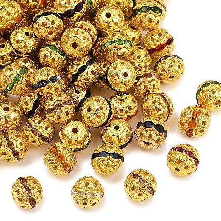 Brass Rhinestone Beads RB-A011-10mm-G-1