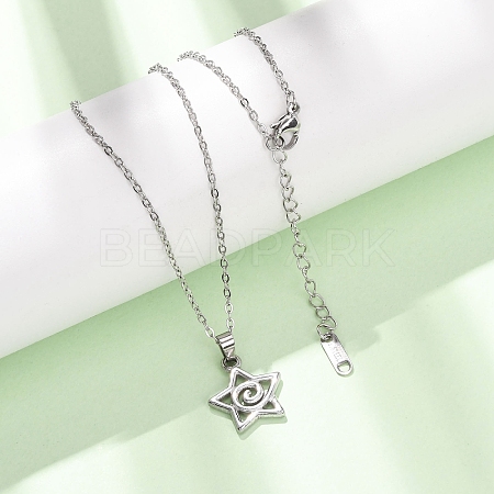 304 Stainless Steel Star Pendant Cable Chain Necklaces for Men Women NJEW-K308-01B-P-1