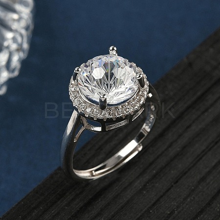 925 Sterling Silver Micro Pave Cubic Zirconia Finger Rings RJEW-B134-01A-03-1