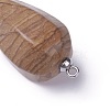 Natural Wood Lace Stone Pointed Pendants G-E541-10K-3