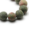 Natural Frosted Unakite Round Bead Strands G-M064-10mm-06-2