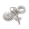 Brass Micro Pave Clear Cubic Zirconia European Dangle Charms KK-D502-13C-P-2
