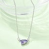 Brass Pave Cubic Zirconia Rectangle and Heart Pendant Cable Chain Necklaces KK-CBAB173-04P-07-3