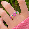 Glass Beaded Stretch Finger Rings for Women FS-WG76F8F-05-1