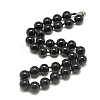 Natural Dyed & Heated Black Agate Beaded Necklaces NJEW-S404-02-1