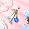 Cat Eye & Glass Seed Beaded Flower Pendant Decorations HJEW-TA00383-03-1