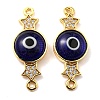 Brass Micro Pave Clear Cubic Zirconia Connector Charms KK-K338-04G-02-1