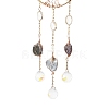 Natural Fluorite Chips Beaded Moon with Tree of Life Hanging Sun Catchers HJEW-M004-12-2