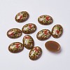 Printed Flower Picture Resin Cabochons GGLA-K001-10x14mm-3