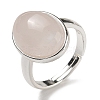 Natural Rose Quartz Oval Adjustable Rings RJEW-K371-07S-23-2