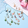 304 Stainless Steel Starfish with Shell Shape Dangle Earrings EJEW-YW00012-01-4