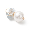 Natural Aquamarine Chip with Copper Wire Wrapped Shell Pearl Pendants PALLOY-JF04951-02-3