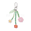 3Pcs Colors Cat Eye & Glass Seed Beaded Flower Pendant Decorations HJEW-TA00383-3