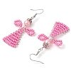 Glass Seed Beads Angle Dangle Earrings EJEW-MZ00288-02-4