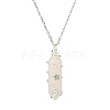 Natural Mixed Gemstone Faceted Bullet Shape Copper Wire Star Wrapped Pendant Necklaces NJEW-JN05024-02-4