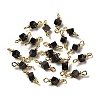 Natural Dyed & Heated Black Agate Connector Charms FIND-C046-08G-1