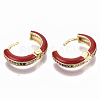 Brass Micro Pave Colorful Cubic Zirconia Huggie Hoop Earrings EJEW-S209-02D-4