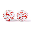 Christmas Spray Painted Schima Wood Beads WOOD-T032-35I-3