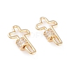 Brass Micro Pave Clear Cubic Zirconia Screw Carabiner Lock Charms KK-F814-29G-1