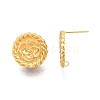 Flat Round with Flower Pattern Brass Stud Earring Findings KK-G436-02MG-3