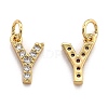 Brass Micro Pave Grade AAA Cubic Zirconia Charms ZIRC-P067-11G-Y-NR-2