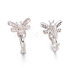 Brass Micro Pave Clear Cubic Zirconia Bees Cuff Earrings ZIRC-I049-25P-2