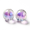 Two Tone UV Plating Rainbow Iridescent Acrylic Beads TACR-D010-03B-07-2