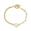 Brass Shell Heart Link Bracelets BJEW-JB10395-1