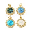 Brass Micro Pave Cubic Zirconia with Synthetic Opal Pendants KK-K356-17G-1