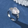 Brass Pave Cubic Zirconia Cuff Open Rings for Women RJEW-L343-08P-01-1