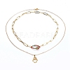 Pendant & Paperclip Chain Necklaces Set NJEW-JN02752-1