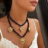 316 Surgical Stainless Steel Enamel Cross Sacred Heart Pendant Natural Garnet Chip Beaded Double Layer Necklaces for Women WG114DF-01-3